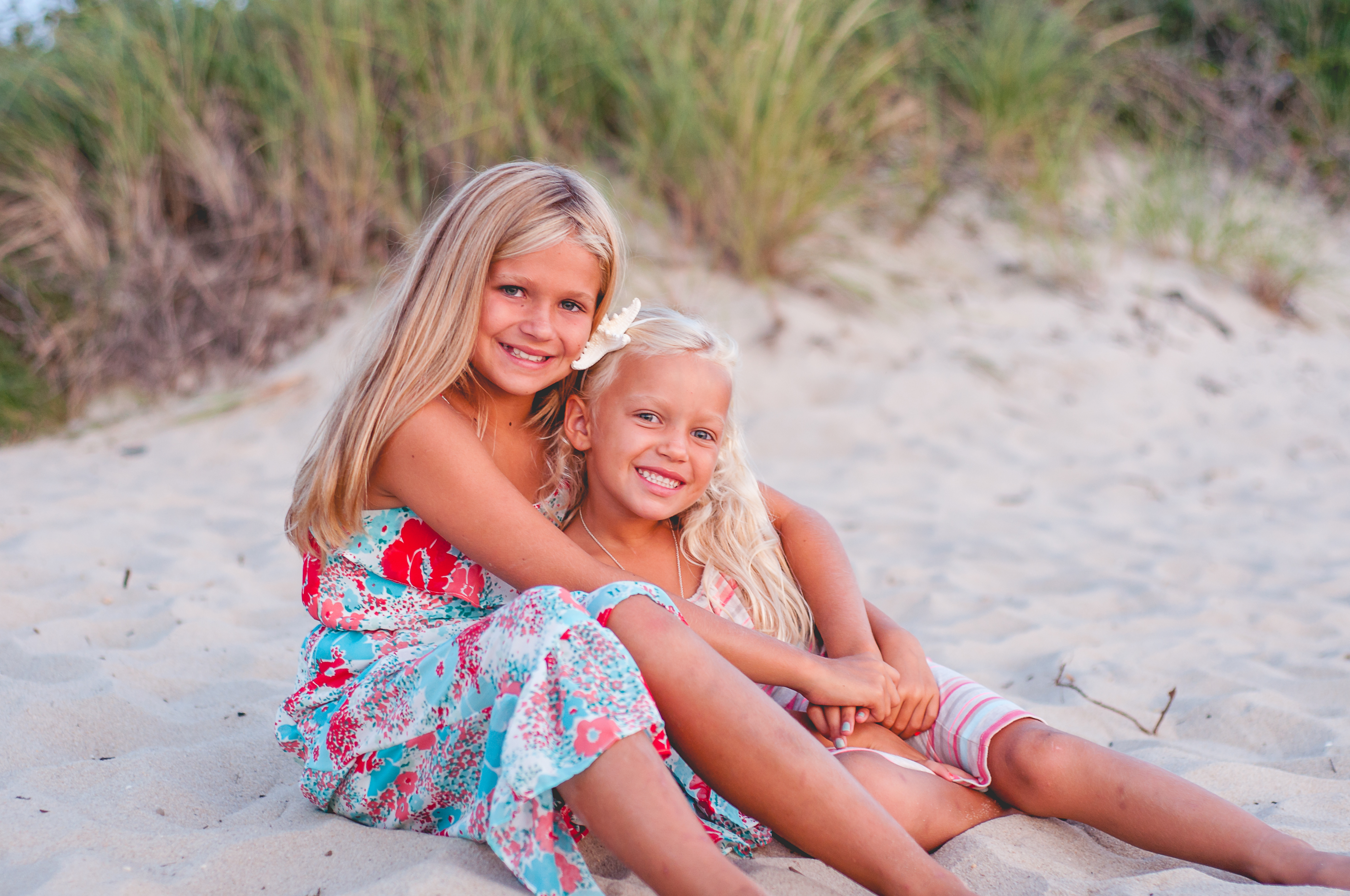 sisters on beach