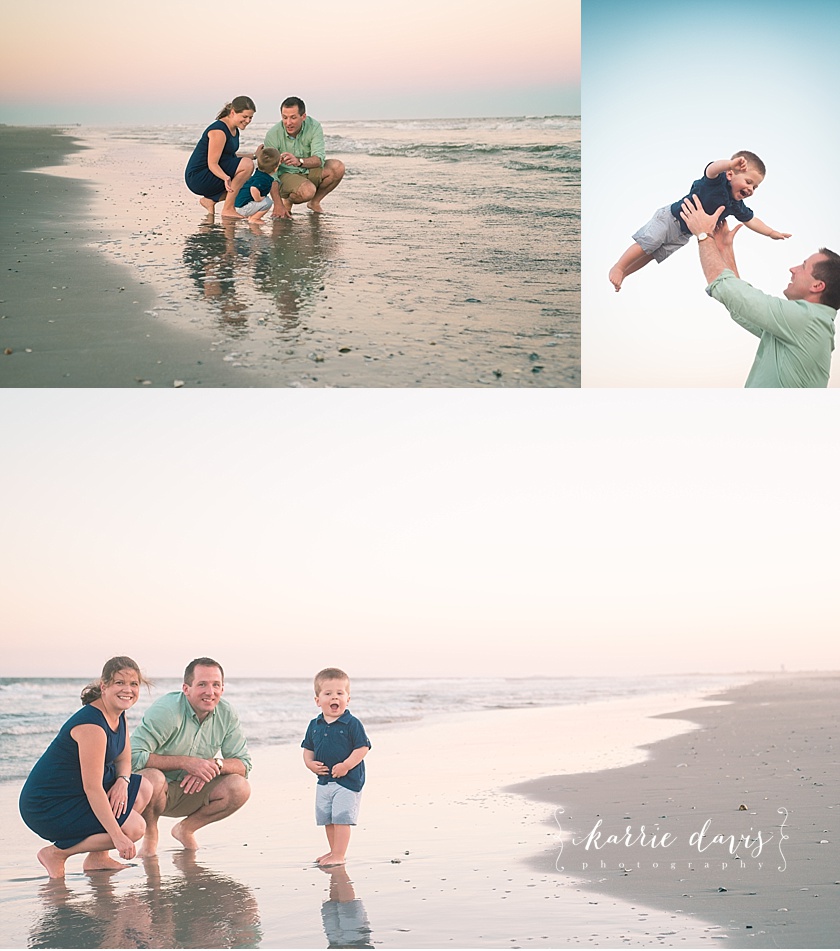 family beach photo examples by the water with small kids