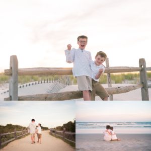 brothers pose on beach family photos