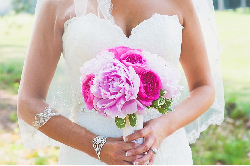 shades of pink wedding flowers