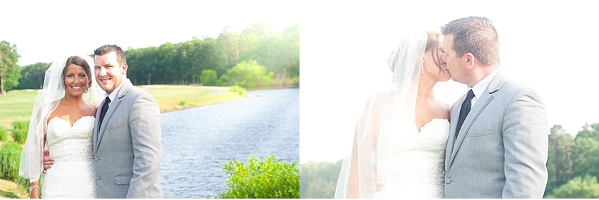 bride and groom portraits by the water