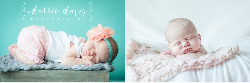 cute baby girl during newborn photo session. Photos by Karrie Davis Photographer