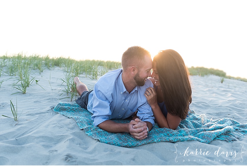 sunset engagement photos on the beach in New Jersey.