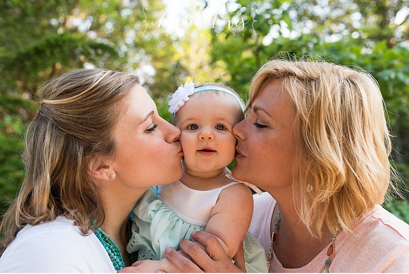 grandma mom and baby photo kissing