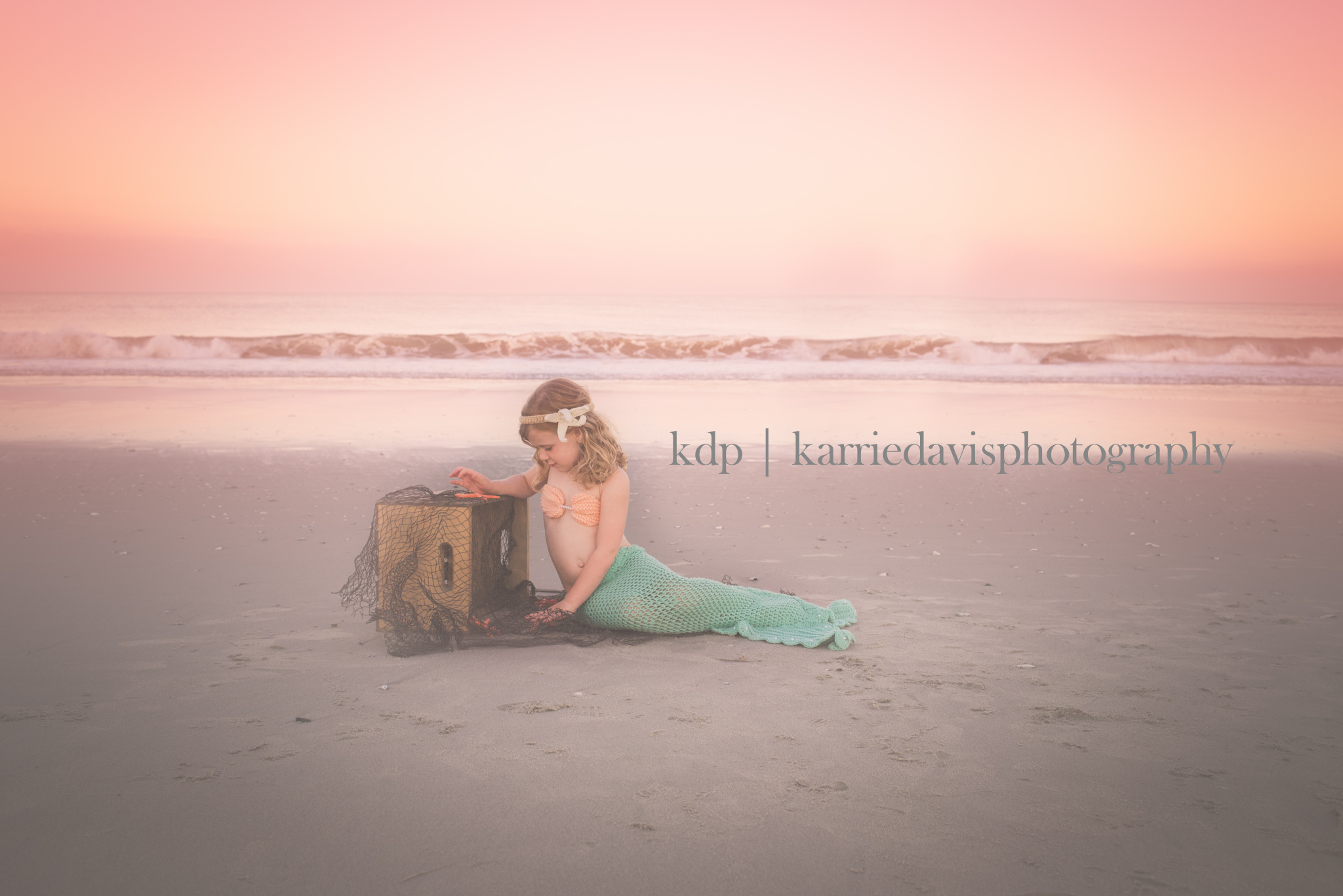 mermaid on the beach photo of child in mermaid outfit for a summer beach family session. South Jersey Family Photographer