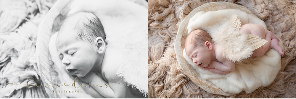 Newborn baby inspiration with pretty angel wings. Newborn girl photos  by Karrie Davis Photography 