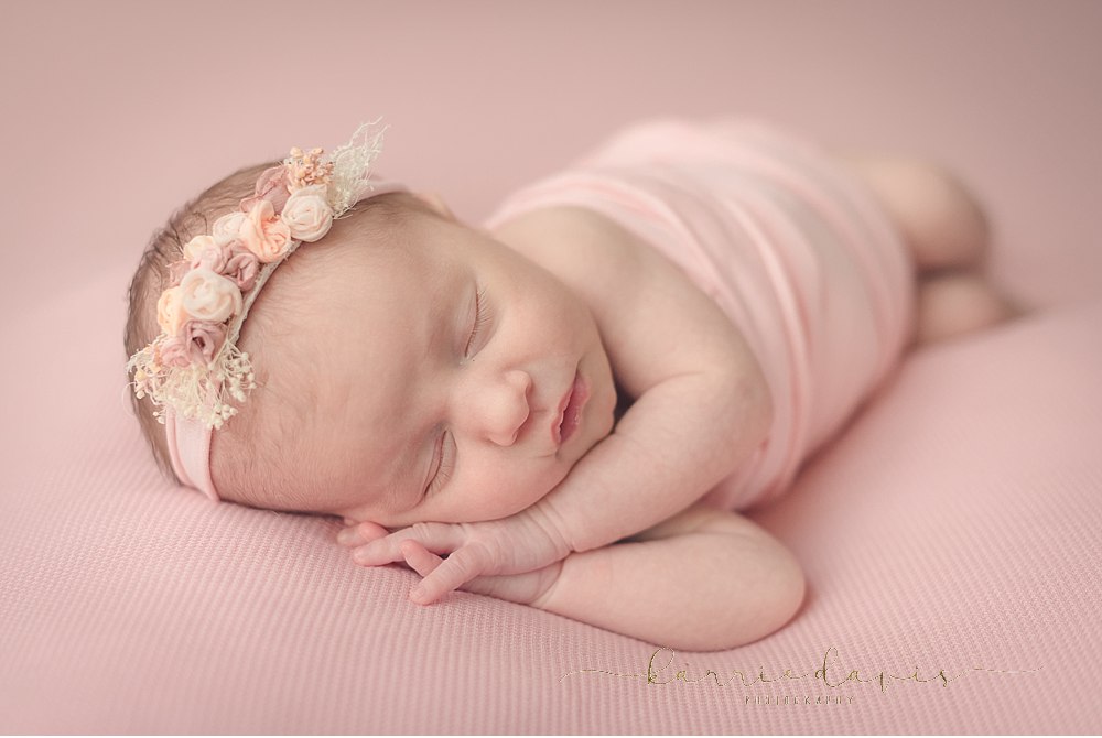 NJ Photographer captures sweet baby for newborn photos - pretty in pink