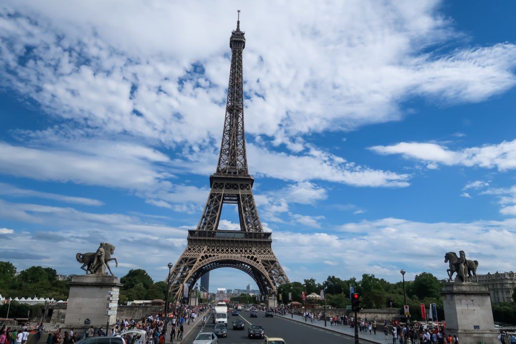 walking up to the Eiffel Tower