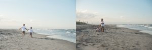 brothers running on beach