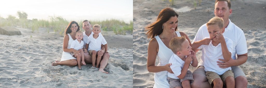 family of four beach photo